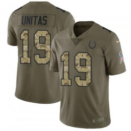 Indianapolis Colts #19 Johnny Unitas Olive/Camo Men's Stitched NFL Limited 2017 Salute To Service Jersey