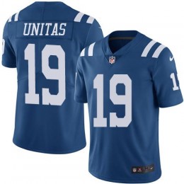 Indianapolis Colts #19 Johnny Unitas Royal Blue Men's Stitched NFL Limited Rush Jersey