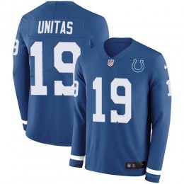 Indianapolis Colts #19 Johnny Unitas Royal Blue Team Color Men's Stitched NFL Limited Therma Long Sleeve Jersey