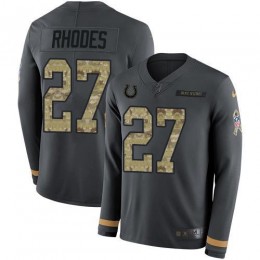 Indianapolis Colts #27 Xavier Rhodes Anthracite Salute to Service Men's Stitched NFL Limited Therma Long Sleeve Jersey
