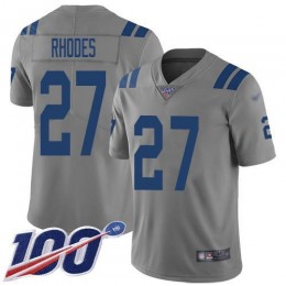Indianapolis Colts #27 Xavier Rhodes Gray Men's Stitched NFL Limited Inverted Legend 100th Season Jersey