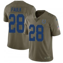 Indianapolis Colts #28 Marshall Faulk Olive Men's Stitched NFL Limited 2017 Salute To Service Jersey