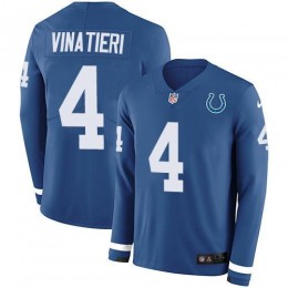 Indianapolis Colts #4 Adam Vinatieri Royal Blue Team Color Men's Stitched NFL Limited Therma Long Sleeve Jersey