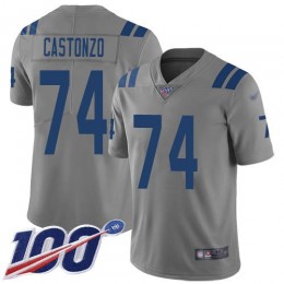 Indianapolis Colts #74 Anthony Castonzo Gray Men's Stitched NFL Limited Inverted Legend 100th Season Jersey