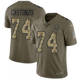 Indianapolis Colts #74 Anthony Castonzo Olive/Camo Men's Stitched NFL Limited 2017 Salute To Service Jersey