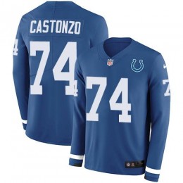 Indianapolis Colts #74 Anthony Castonzo Royal Blue Team Color Men's Stitched NFL Limited Therma Long Sleeve Jersey