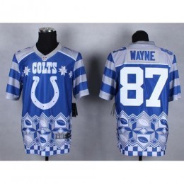 Indianapolis Colts #87 Reggie Wayne Royal Blue Men's Stitched NFL Elite Noble Fashion Jersey