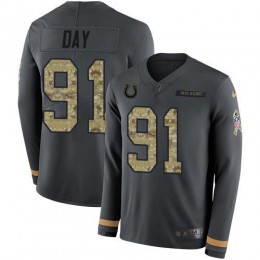 Indianapolis Colts #91 Sheldon Day Anthracite Salute to Service Men's Stitched NFL Limited Therma Long Sleeve Jersey