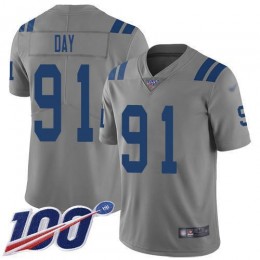Indianapolis Colts #91 Sheldon Day Gray Men's Stitched NFL Limited Inverted Legend 100th Season Jersey