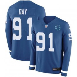 Indianapolis Colts #91 Sheldon Day Royal Blue Team Color Men's Stitched NFL Limited Therma Long Sleeve Jersey