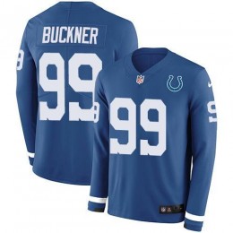 Indianapolis Colts #99 DeForest Buckner Royal Blue Team Color Men's Stitched NFL Limited Therma Long Sleeve Jersey