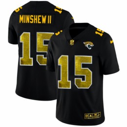 Jacksonville Jacksonville Jaguars #15 Gardner Minshew II Men's Black Golden Sequin Vapor Limited NFL Jersey