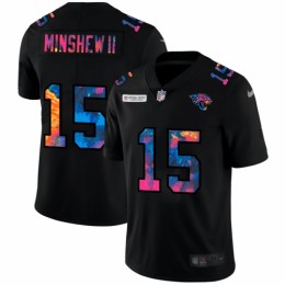 Jacksonville Jacksonville Jaguars #15 Gardner Minshew II Men's Multi-Color Black 2020 NFL Crucial Catch Vapor Untouchable Limited Jersey
