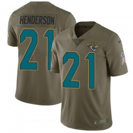 Jacksonville Jaguars #21 C.J. Henderson Olive Men's Stitched NFL Limited 2017 Salute To Service Jersey