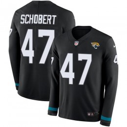 Jacksonville Jaguars #47 Joe Schobert Black Team Color Men's Stitched NFL Limited Therma Long Sleeve Jersey