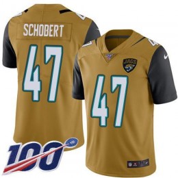 Jacksonville Jaguars #47 Joe Schobert Gold Men's Stitched NFL Limited Rush 100th Season Jersey