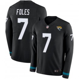 Jacksonville Jaguars #7 Nick Foles Black Team Color Men's Stitched NFL Limited Therma Long Sleeve Jersey