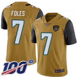 Jacksonville Jaguars #7 Nick Foles Gold Men's Stitched NFL Limited Rush 100th Season Jersey
