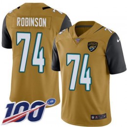 Jacksonville Jaguars #74 Cam Robinson Gold Men's Stitched NFL Limited Rush 100th Season Jersey