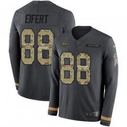 Jacksonville Jaguars #88 Tyler Eifert Anthracite Salute to Service Men's Stitched NFL Limited Therma Long Sleeve Jersey