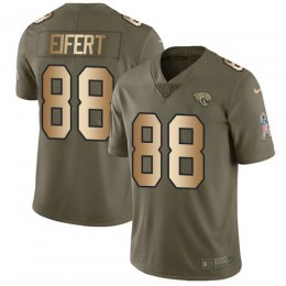 Jacksonville Jaguars #88 Tyler Eifert Olive/Gold Men's Stitched NFL Limited 2017 Salute To Service Jersey