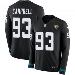 Jacksonville Jaguars #93 Calais Campbell Black Team Color Men's Stitched NFL Limited Therma Long Sleeve Jersey
