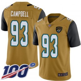 Jacksonville Jaguars #93 Calais Campbell Gold Men's Stitched NFL Limited Rush 100th Season Jersey