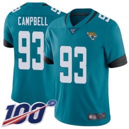 Jacksonville Jaguars #93 Calais Campbell Teal Green Alternate Men's Stitched NFL 100th Season Vapor Limited Jersey