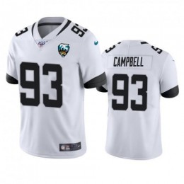 Jacksonville Jaguars #93 Calais Campbell White 25th Anniversary Vapor Limited Stitched NFL 100th Season Jersey