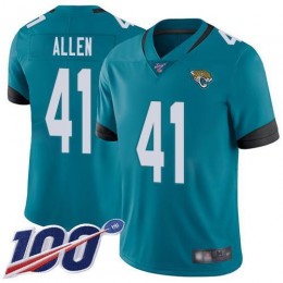 Jaguars #41 Josh Allen Teal Green Alternate Men's Stitched NFL 100th Season Vapor Limited Jersey