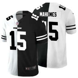 Kansas City Chiefs #15 Patrick Mahomes Men's Black V White Peace Split Vapor Untouchable Limited NFL Jersey