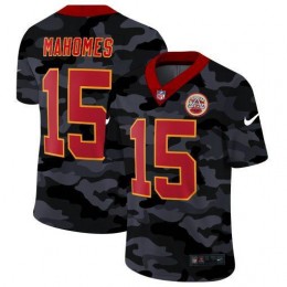 Kansas City Chiefs #15 Patrick Mahomes Men's 2020 Black CAMO Red Vapor Untouchable Limited Stitched NFL Jersey