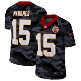 Kansas City Chiefs #15 Patrick Mahomes Men's 2020 Black CAMO Vapor Untouchable Limited Stitched NFL Jersey