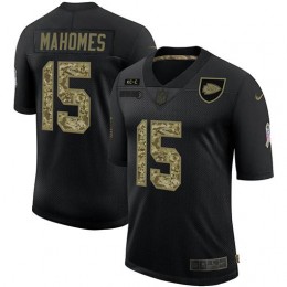 Kansas City Chiefs #15 Patrick Mahomes Men's 2020 Salute To Service Camo Limited NFL Jersey Black