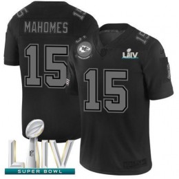 Kansas City Chiefs #15 Patrick Mahomes Men's Black Super Bowl LIV 2020 2019 Salute To Service Limited Stitched NFL Jersey