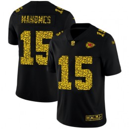 Kansas City Chiefs #15 Patrick Mahomes Men's Leopard Print Fashion Vapor Limited NFL Jersey Black