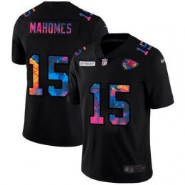 Kansas City Chiefs #15 Patrick Mahomes Men's Multi-Color Black 2020 NFL Crucial Catch Vapor Untouchable Limited Jersey
