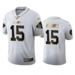 Kansas City Chiefs #15 Patrick Mahomes Men's White Golden Edition Vapor Limited NFL 100 Jersey