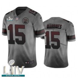Kansas City Chiefs #15 Patrick Mahomes Smoky Gray Super Bowl LIV 2020 Men's Vapor Limited City Edition NFL Jersey