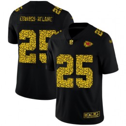 Kansas City Chiefs #25 Clyde Edwards-Helaire Men's Leopard Print Fashion Vapor Limited NFL Jersey Black