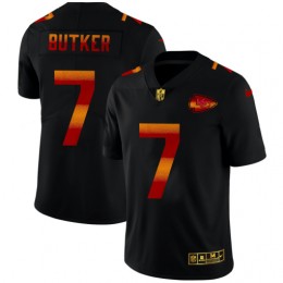 Kansas City Chiefs #7 Harrison Butker Men's Black Red Orange Stripe Vapor Limited NFL Jersey