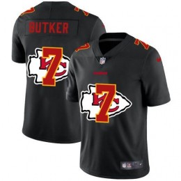 Kansas City Chiefs #7 Harrison Butker Men's Team Logo Dual Overlap Limited NFL Jersey Black