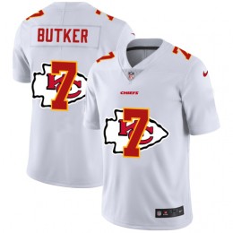 Kansas City Chiefs #7 Harrison Butker White Men's Team Logo Dual Overlap Limited NFL Jersey