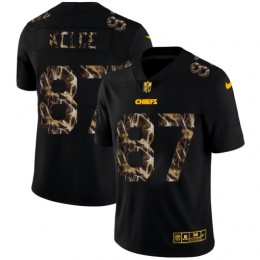 Kansas City Chiefs #87 Travis Kelce Men's Black Flocked Lightning Vapor Limited NFL Jersey
