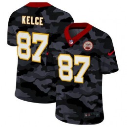 Kansas City Chiefs #87 Travis Kelce Men's 2020 Black CAMO Vapor Untouchable Limited Stitched NFL Jersey