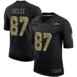 Kansas City Chiefs #87 Travis Kelce Men's 2020 Salute To Service Camo Limited NFL Jersey Black