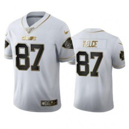 Kansas City Chiefs #87 Travis Kelce Men's White Golden Edition Vapor Limited NFL 100 Jersey