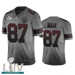 Kansas City Chiefs #87 Travis Kelce Smoky Gray Super Bowl LIV 2020 Men's Vapor Limited City Edition NFL Jersey