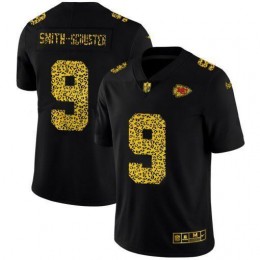 Kansas City Chiefs #9 JuJu Smith-Schuster Men's Leopard Print Fashion Vapor Limited NFL Jersey Black