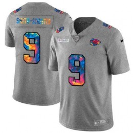 Kansas City Chiefs #9 JuJu Smith-Schuster Men's Multi-Color 2020 NFL Crucial Catch NFL Jersey Greyheather